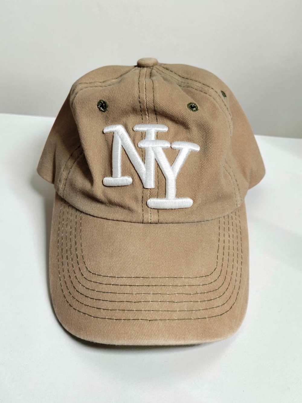 NY New York Embroidered Khaki Adjustable Dad Hat Baseball Cap